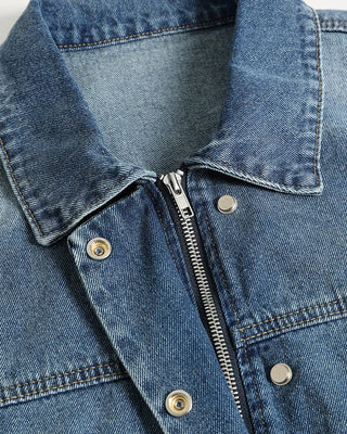Denim midi zip-up jacket