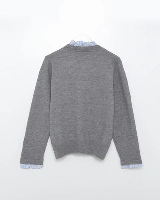Frill-point button cardigan