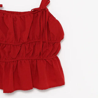 Shirred Ribbon Sleeveless Dress