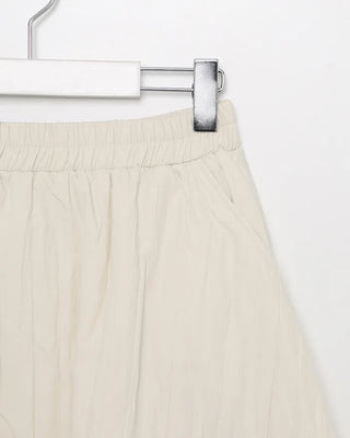 Elastic waist flared long skirt