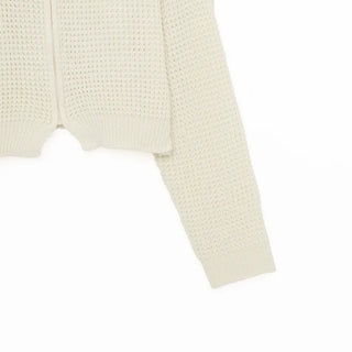 Perforated knit zip-up