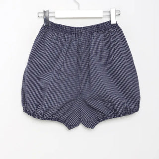 Checked pumpkin elastic waist shorts