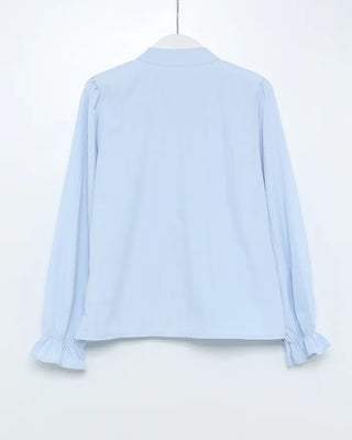 Lace Ribbon Henley Neck Blouse