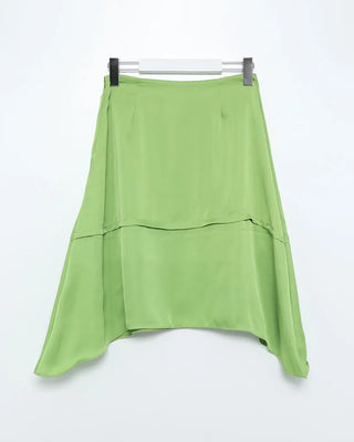 Center Yoke Asymmetrical Satin Skirt