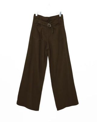 Back buckle cotton pants