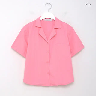 Cropped pocket short-sleeved T-shirt