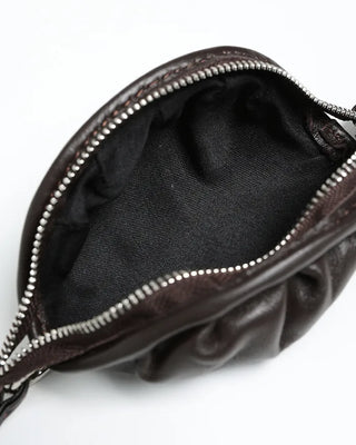 Gathered Mini Leather Shoulder Pouch