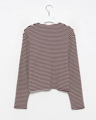 Thin striped ribbed cut and sew