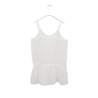 See-through camisole shirred dress