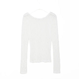 Sheer lace long t-shirt