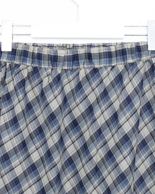 Checked banded long skirt