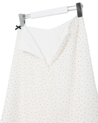 Ribbon polka dot midi skirt