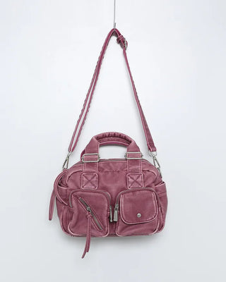 2-Way Vintage Double Pocket Square Boston Bag