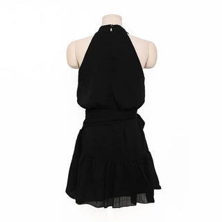 Halter neck frill mini dress