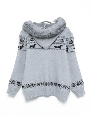 Nordic Fur Hoodie Zip Knit