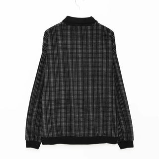 (Unisex) Polo Neck Tartan Check Fleece