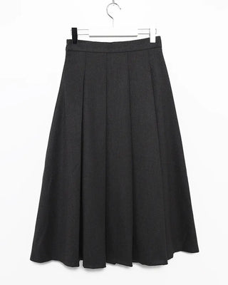 Wide pleated flared long skirt