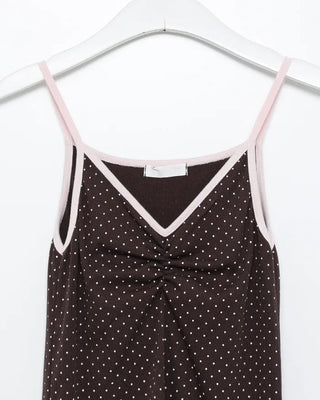 Bust Gathered Pin Dot Rib Camisole