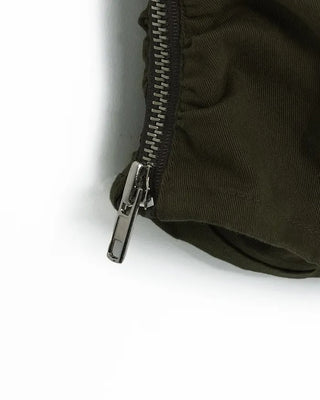 Waist bag elastic gathered side zip capri pants