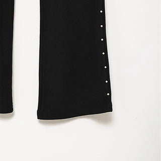 Side-studded ribbed knit easy pants