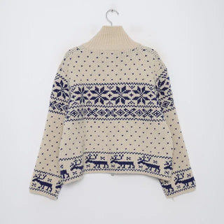 Polka Dot Reindeer Nordic Double Zip Knit Blouson