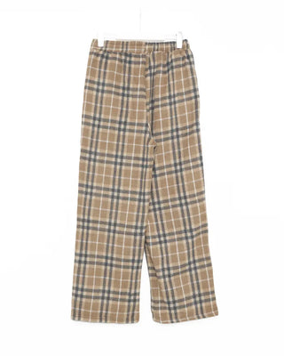 Checkered Wide Waist Elastic Waist Pants