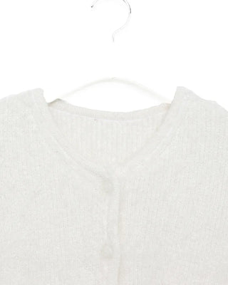 Shaggy knit short-sleeved cardigan