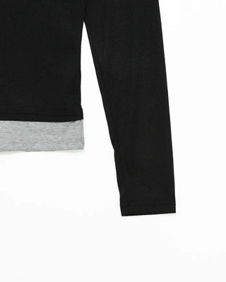 Boat neck layered long-sleeve T-shirt
