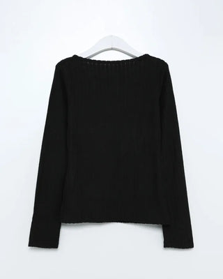 Lace detail button knit