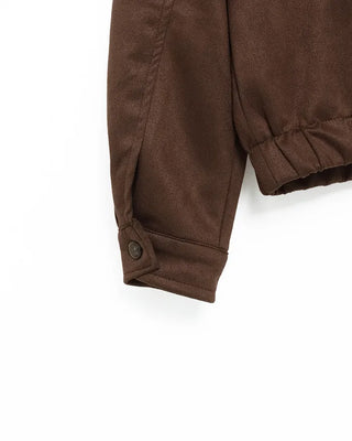 Elastic waistband colored suede jacket