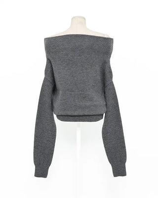 Slash Off-Shoulder High-Gauge Long Knit