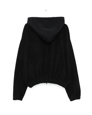 Cropped fleece hooded parka
