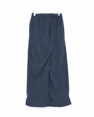 Striped linen elastic waist pants