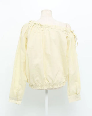 Shirred off-shoulder blouse with frill detail
