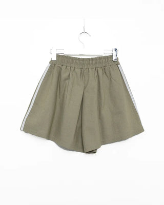 Two-line track elastic waist shorts