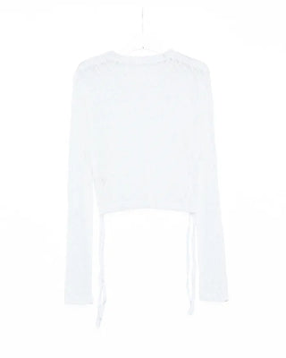 Side Shirring Lace Long Sleeve T-Shirt