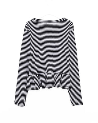 Waist frill striped T-shirt