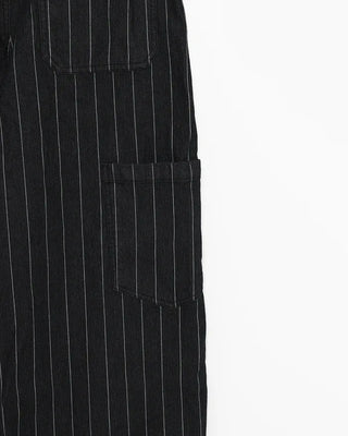 (Unisex) Hammer Loop Pinstripe Black Denim Pants