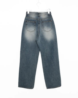 Vintage distressed wide-leg denim pants