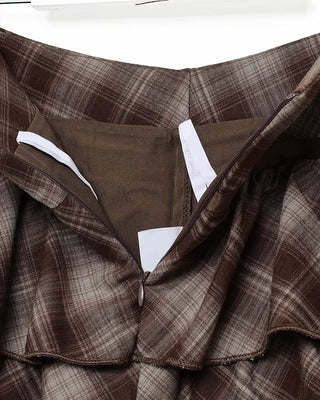 Ribbon check tiered mini skirt
