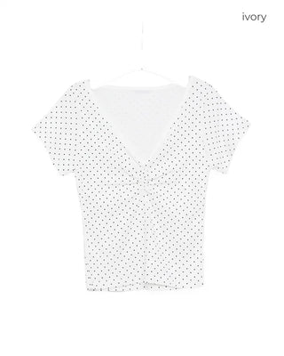 Small dot pattern short-sleeve T-shirt