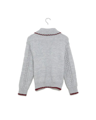 Colorful heart button knit cardigan