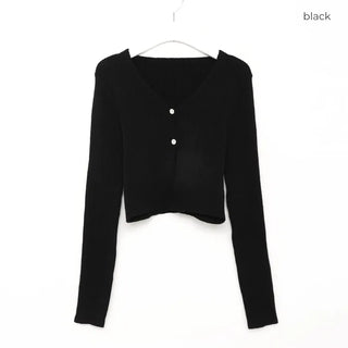 Ribbed two-button cardigan
