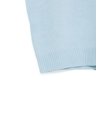 Two-button collar short-sleeved knit