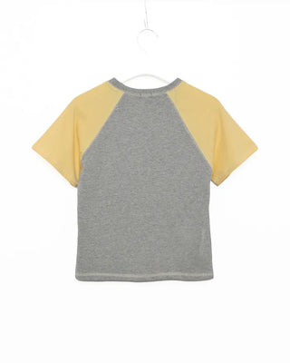 Raglan semi-cropped short-sleeved T-shirt