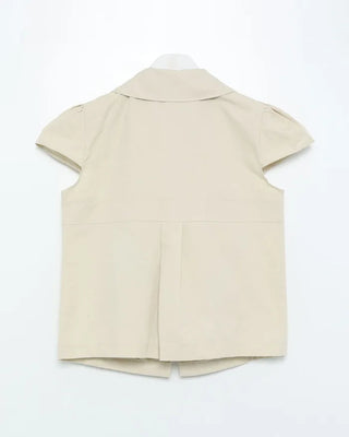 Button-up puff-sleeve cotton blouse