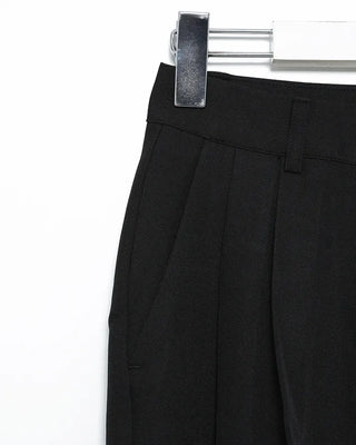Two-pleat, center-creased wide-leg slacks