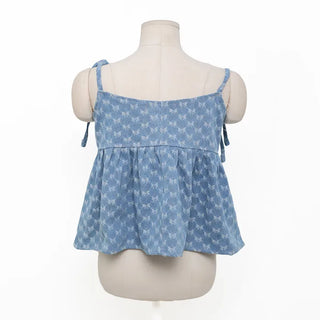Ribbon denim bustier