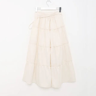 Ribbon long tiered skirt