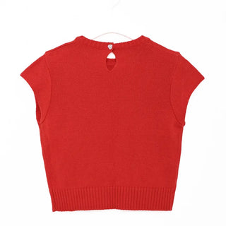 Heart Button Cap Sleeve Knit